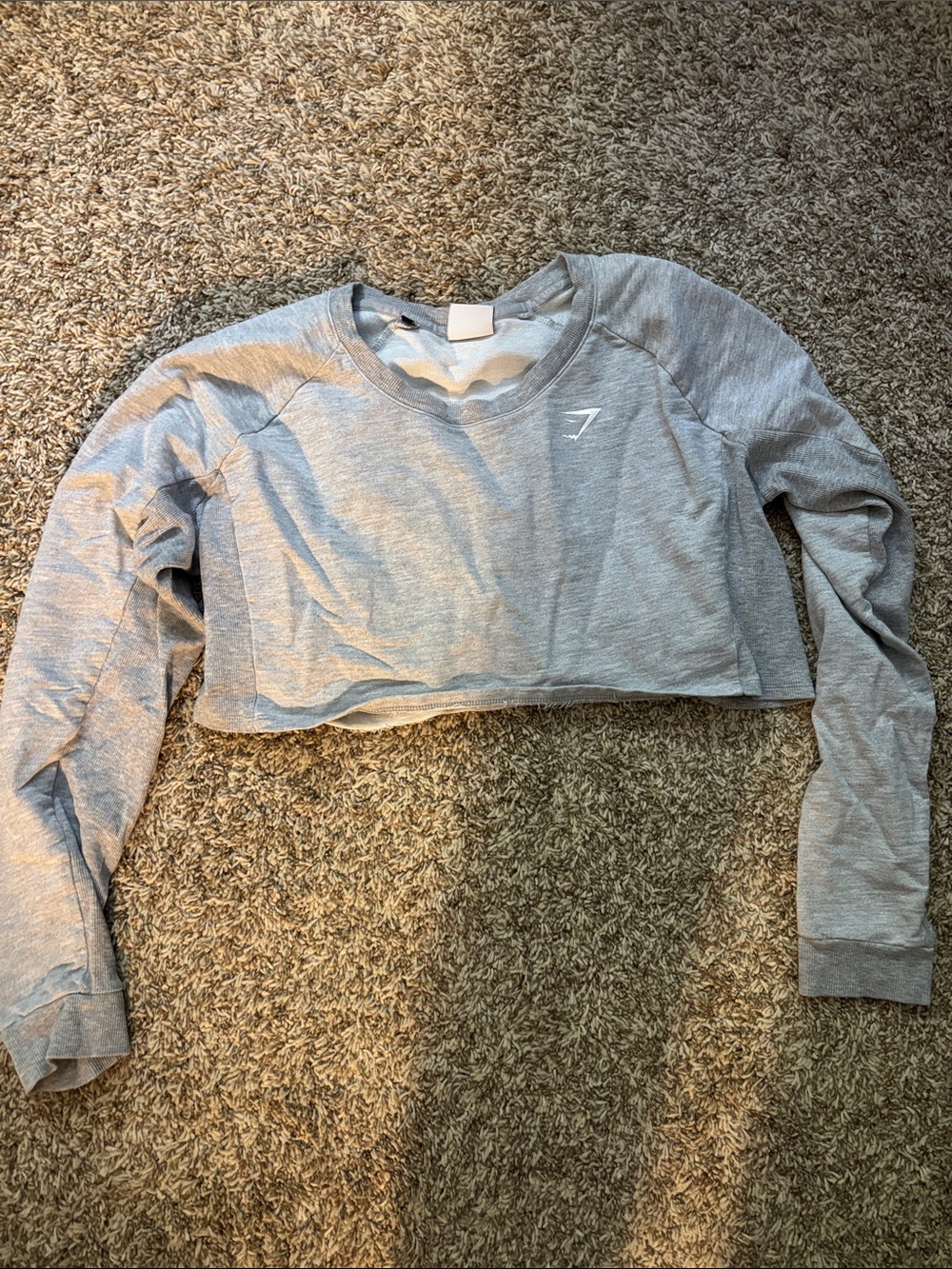 Gymshark Light Gray Cropped Long-Sleeve Top
